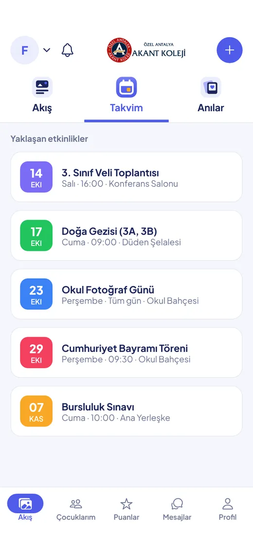Orbit takvimi: yaklaşan okul etkinlikleri